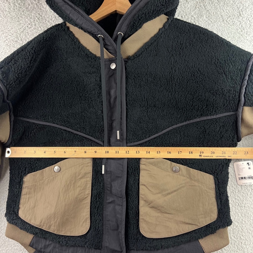 New FP Movement Hit The Slopes Moto Jacket Black Combo Sherpa Fleece Hooded XS - Picture 9 of 13
